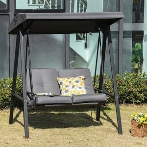 2 Seater Covered Outdoor Swing Chair Lounger
