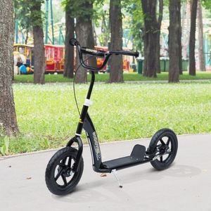 Homcom Kids Pro Stunt Scooter Kick Scooter with 12 Tire and Adjustable Handle Bars Black