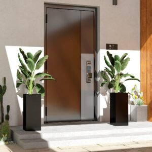 Outsunny 2 Pack Planter Box, 11 Inch Plastic Flower Pots with Water Level Indicator, Drainage Hole and Drain Plug, Black | Aosom Canada