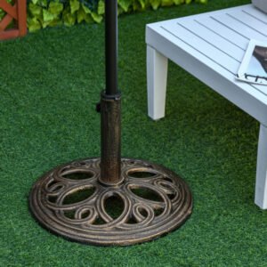 Outsunny Round Cast Iron Patio Umbrella Base: Outdoor Stand Holder for Î¦38/48mm Poles, Bronze | Aosom Canada