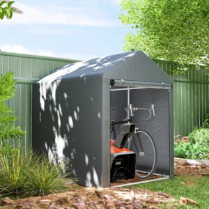 Outsunny 4 x 6ft Bike Storage Shed with Roll-up Door, Portable Shed for Motorcycle with UV-Resistant Canopy, Bike, Garden Tools | Aosom Canada