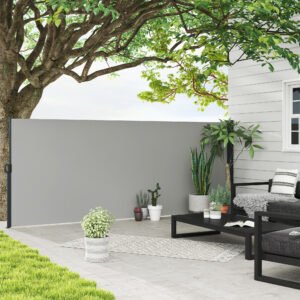 Outsunny 13' x 5' Retractable Side Awning, Outdoor Privacy Screen for Garden, Hot Tub, Balcony, Terrace, Pool, Light Grey | Aosom Canada