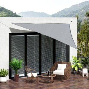 Outsunny Triangular Oasis: 10' Sun Shade Sail, UV Protection Canopy for Outdoor Patio, Garden, Lawn, Grey with Carrying Bag | Aosom Canada