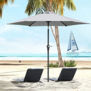 Outsunny Patio Sun Umbrella, Outdoor Parasol with 6 Ribs, Light Grey | Aosom Canada