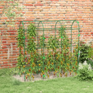 Outsunny Metal Garden Arch Trellis for Climbing Plants Outdoor A-Frame with Net 17"x72"x72" Climbing Support | Aosom Canada