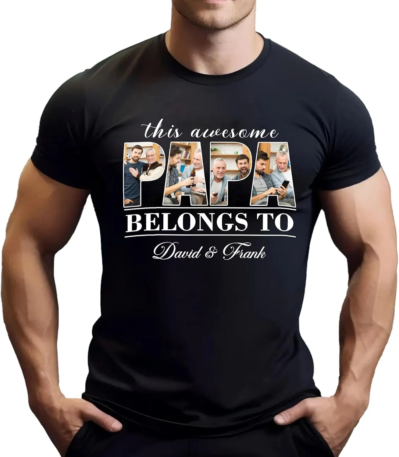 Personalized Dad Papa Daddy Shirts for Men: Custom Dad T-Shirt with Photos for Perfect Gifts