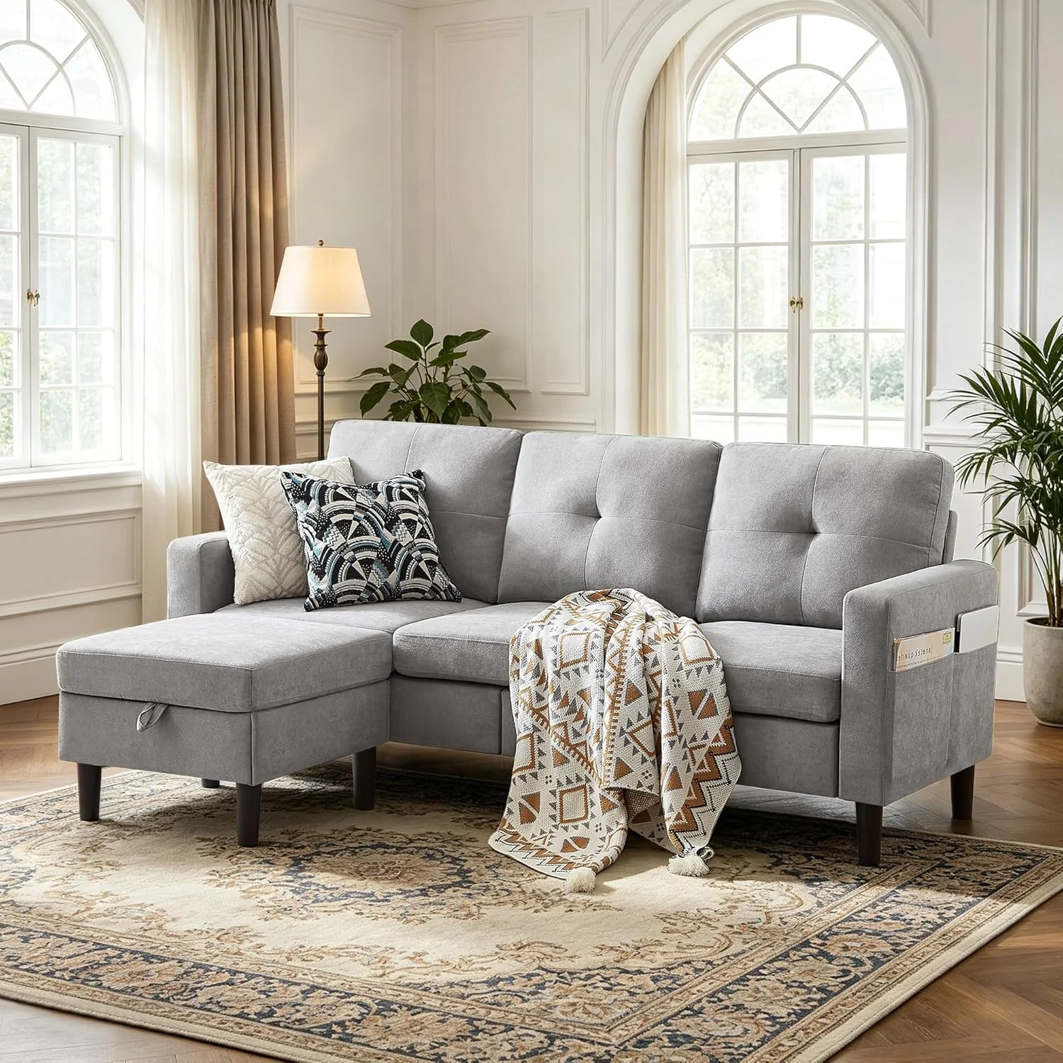 Discover Comfort and Style with the 80″ Convertible Sectional Sofa, L Shaped Couch with Movable Storage Ottoman
