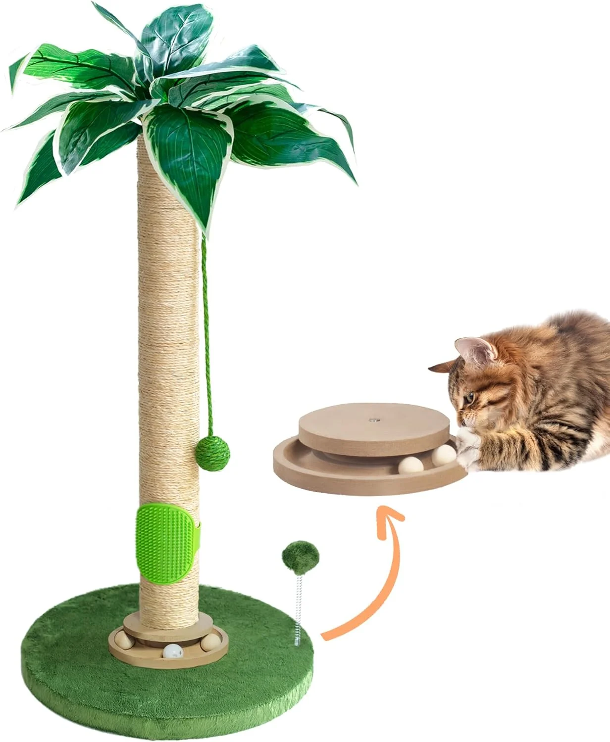 Discover the Ultimate Cat Scratching Solution: Cat Scratching Post 35” Cat Scratcher Tall Scratching Posts for Indoor Cats with Cat Toy and Interactive Ball Self Groomer for Kittens Adults Cats