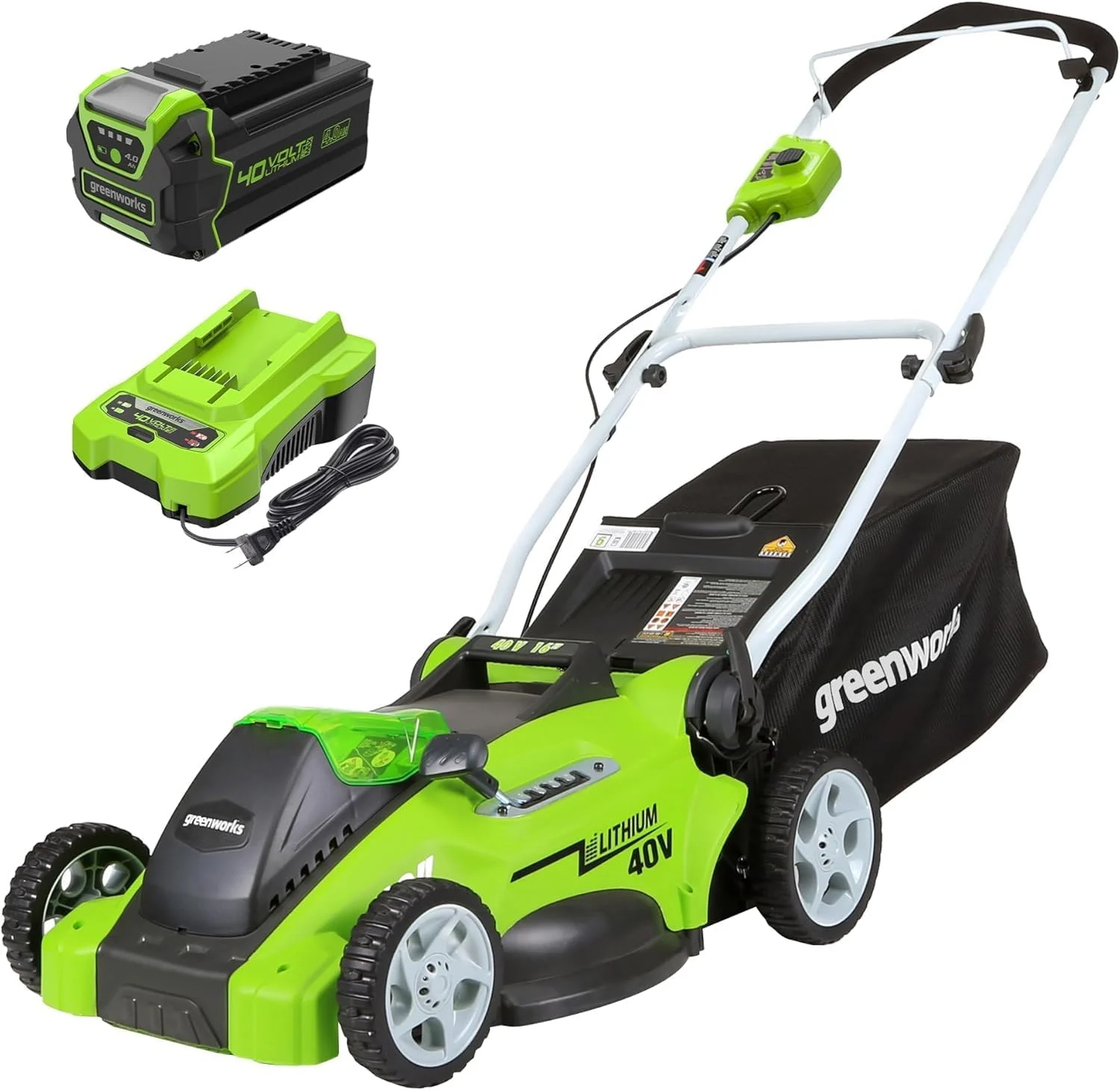 Transform Your Lawn Care with the Greenworks 40V 16-inch Cordless Lawn Mower, 4.0 Ah Battery and Charger Included 25242