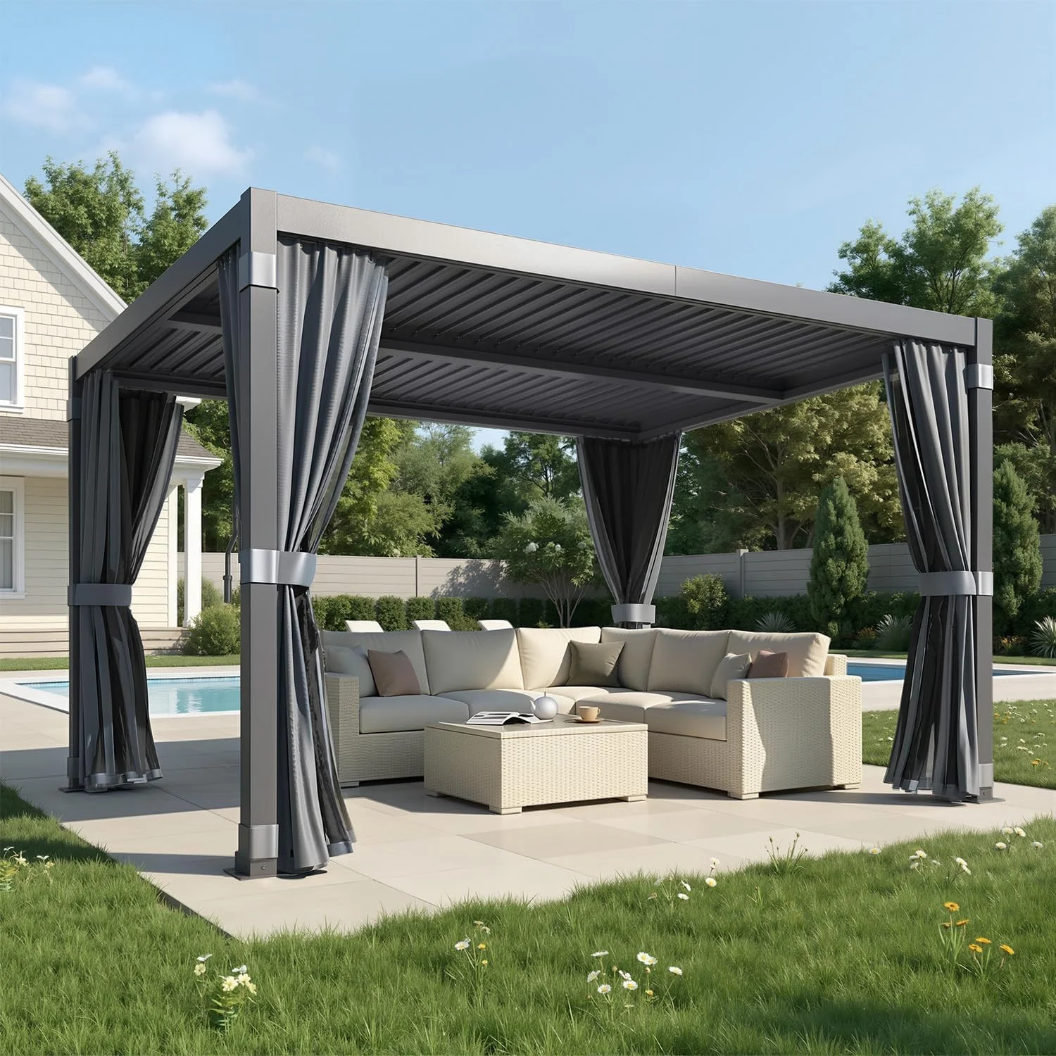 Elevate Your Outdoor Space with the MELLCOM Louvered Pergola 10’x12′