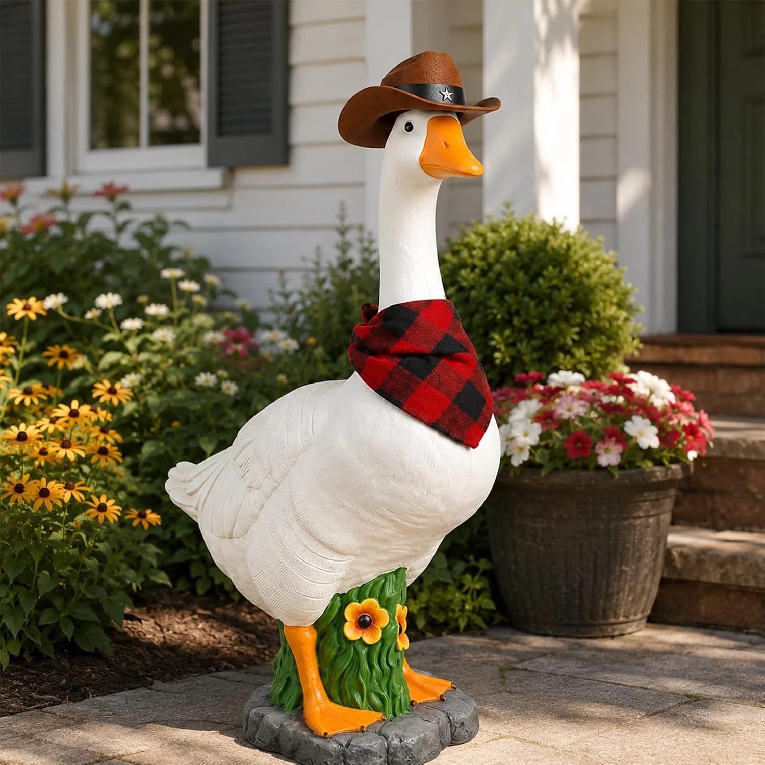 Elevate Your Outdoor Decor with the Resin Porch Goose Statue 23 Inch