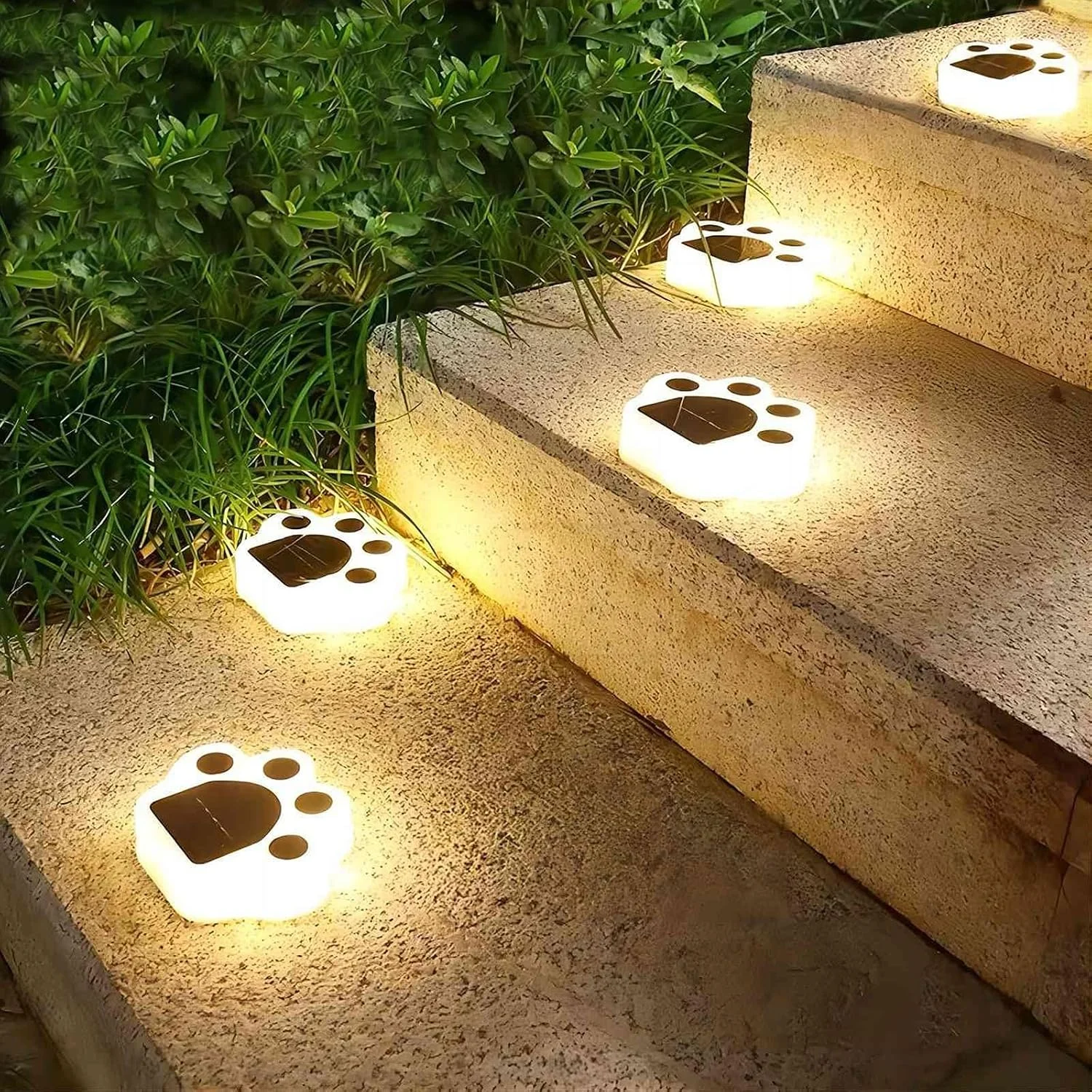Illuminate Your Garden with Solar Paw Print Lights 4 Pack, Outdoor Waterproof Solar Garden Lights