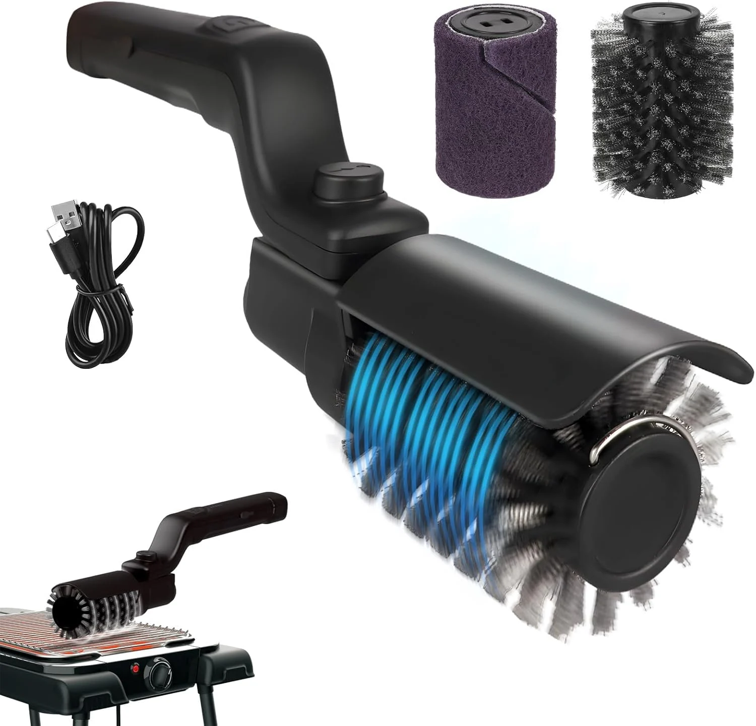 Transform Your Grilling Experience with the Upgraded Electric Brush, Rechargeable Cordless Grill Cleaning Brush, Stainless Steel Head, 3 Speeds, 90 Minutes Run Time